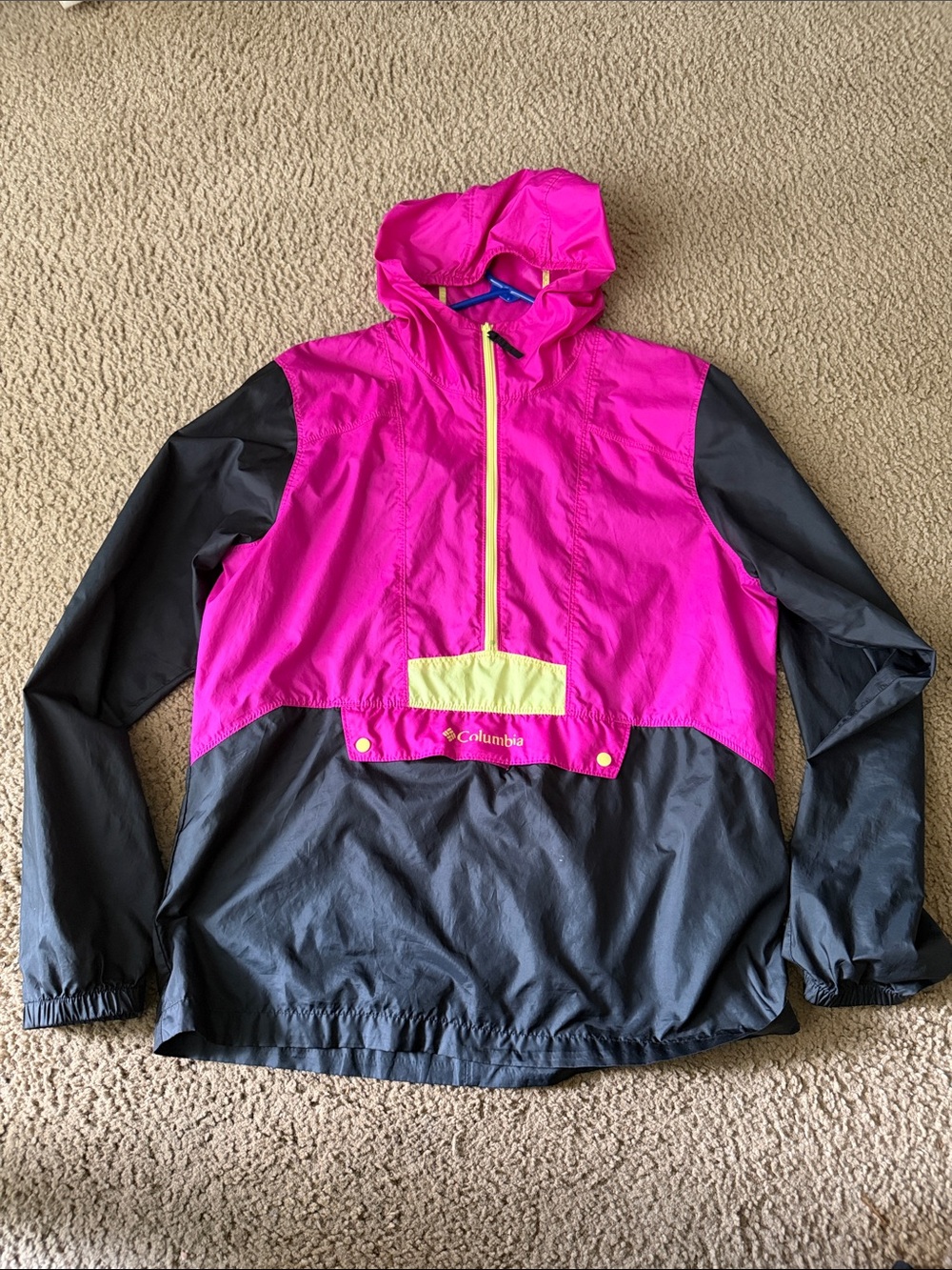 Columbia Men’s Pink and Black Lightweight Hooded Anorak